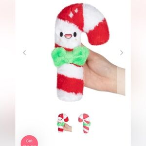 Candy Cane Plush Toy with Green Bow